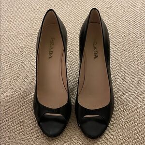 Prada Black Peep-Toe Heels